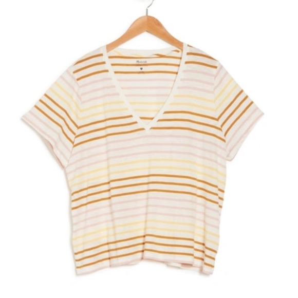 Madewell V-Neck Striped Tee NWT - Picture 1 of 7